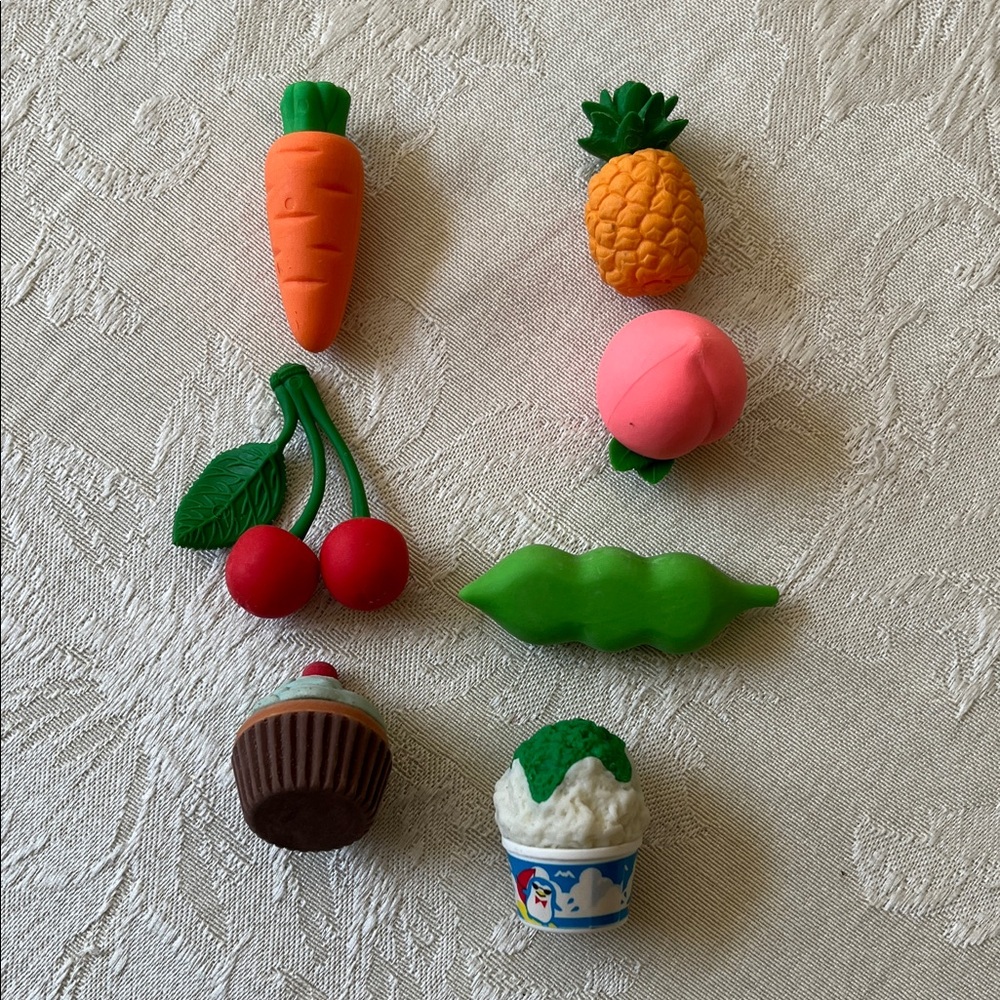 Japan Rubber Collectible Colorful Fruit and Vegetable Eraser Kids Toys Set - Picture 2 of 12
